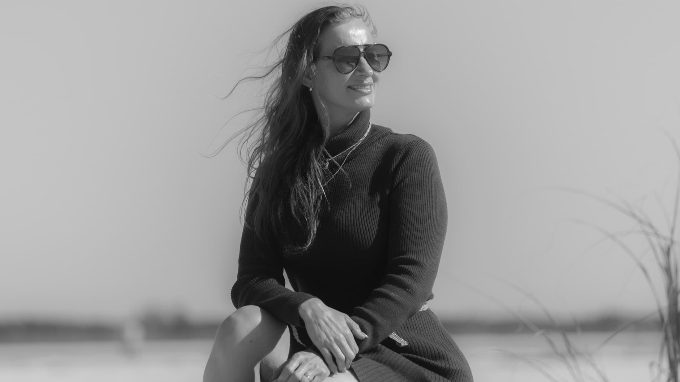 Black & White Beach Portrait
